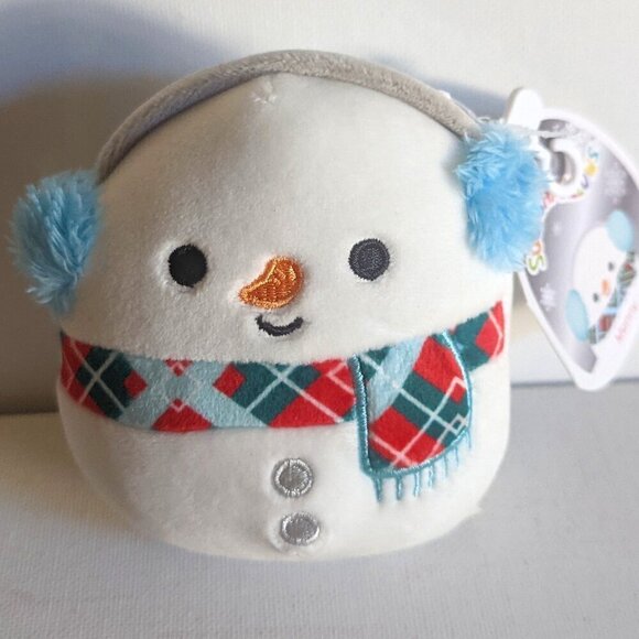 NWT 4" Manny Snowman Earmuffs Scarf Squishmallows Winter Holiday Mini Plush Toy - Picture 1 of 6